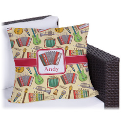 Vintage Musical Instruments Outdoor Pillow - 16" (Personalized)