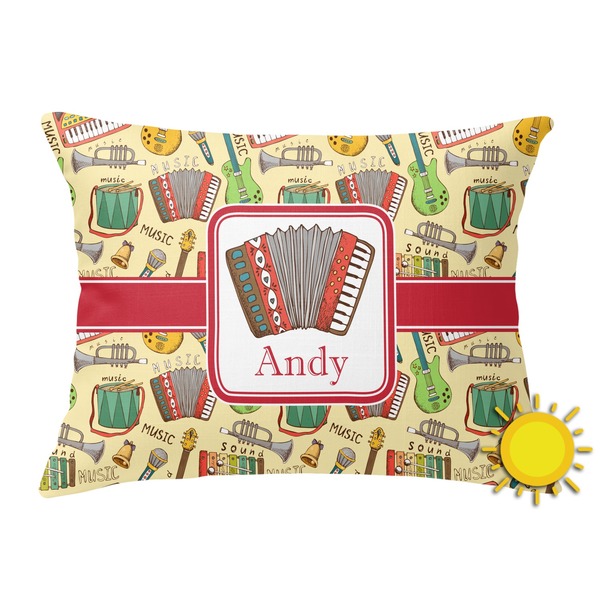 Custom Vintage Musical Instruments Outdoor Throw Pillow (Rectangular) (Personalized)
