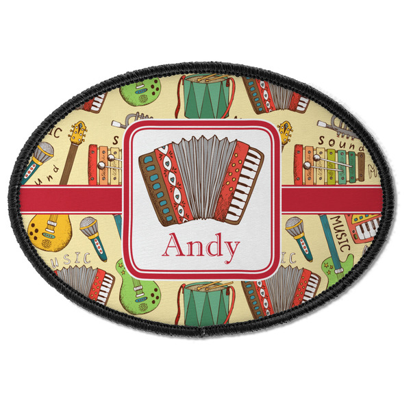 Custom Vintage Musical Instruments Iron On Oval Patch w/ Name or Text