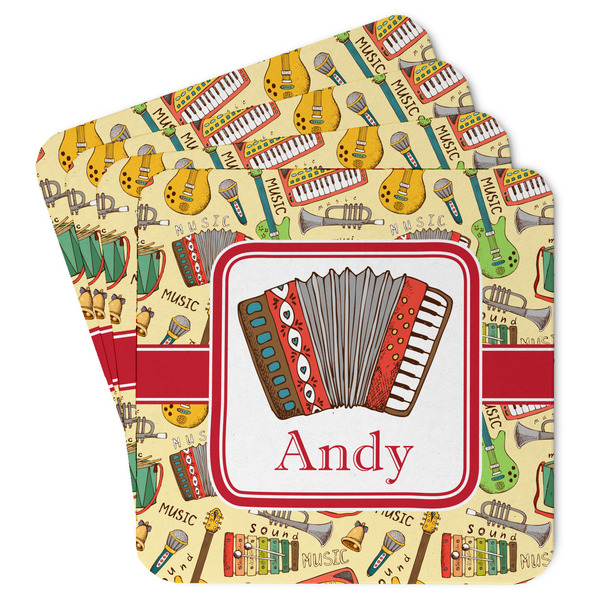 Custom Vintage Musical Instruments Paper Coasters w/ Name or Text