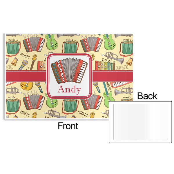 Vintage Musical Instruments Disposable Paper Placemat - Front & Back