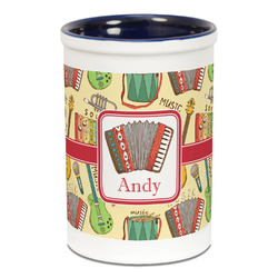 Vintage Musical Instruments Ceramic Pencil Holders - Blue