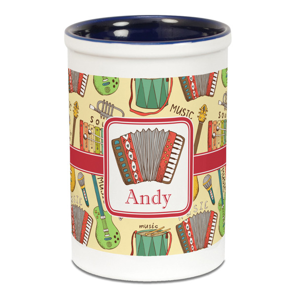 Vintage Musical Instruments Pencil Holder - Blue