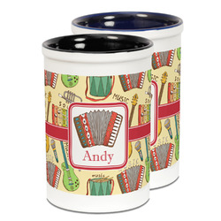 Vintage Musical Instruments Ceramic Pencil Holder - Large
