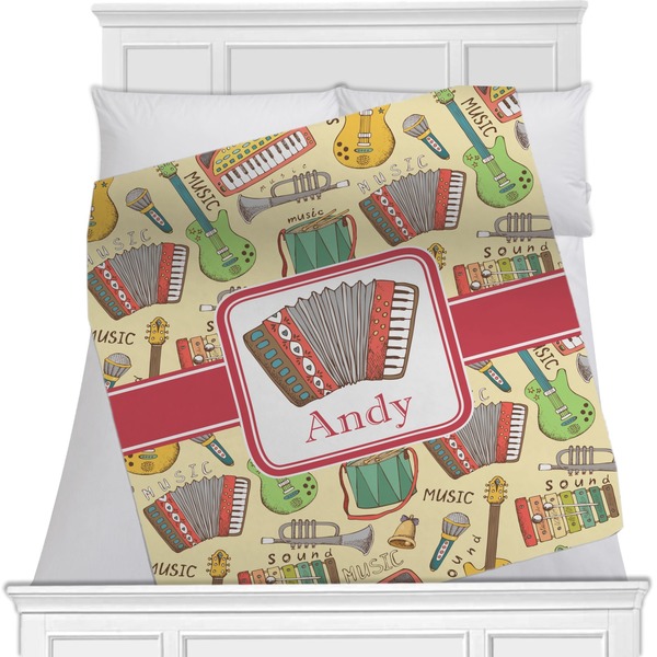 Custom Vintage Musical Instruments Minky Blanket - Twin / Full - 80"x60" - Single Sided (Personalized)
