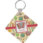 Vintage Musical Instruments Diamond Plastic Keychain w/ Name or Text