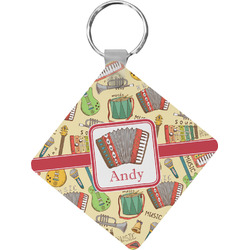 Vintage Musical Instruments Diamond Plastic Keychain w/ Name or Text