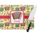 Vintage Musical Instruments Rectangular Glass Cutting Board - Large - 15.25"x11.25" w/ Name or Text