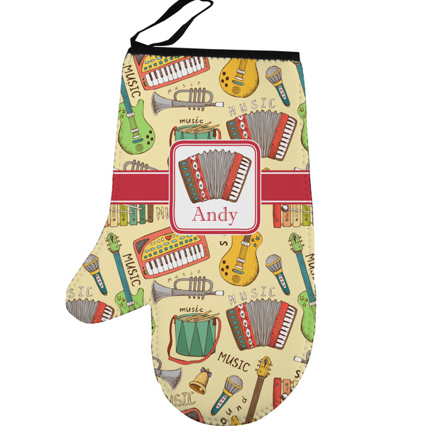 Custom Vintage Musical Instruments Left Oven Mitt (Personalized)