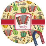 Vintage Musical Instruments Round Fridge Magnet (Personalized)