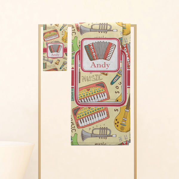 Vintage Musical Instruments Personalized Towel Set