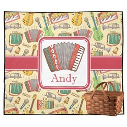 Vintage Musical Instruments Outdoor Picnic Blanket (Personalized)