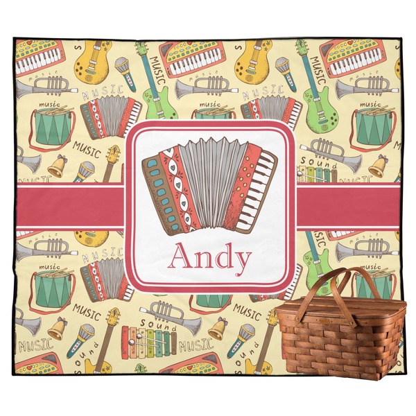 Custom Vintage Musical Instruments Outdoor Picnic Blanket (Personalized)