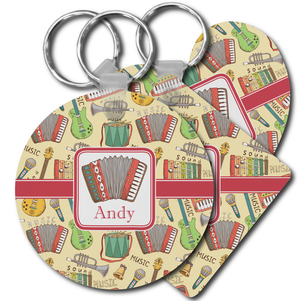 Custom Vintage Musical Instruments Plastic Keychain (Personalized)