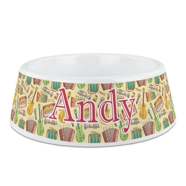 Custom Vintage Musical Instruments Plastic Dog Bowl - Medium (Personalized)