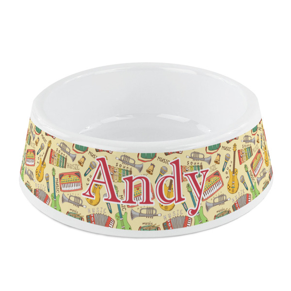 Custom Vintage Musical Instruments Plastic Dog Bowl - Small (Personalized)