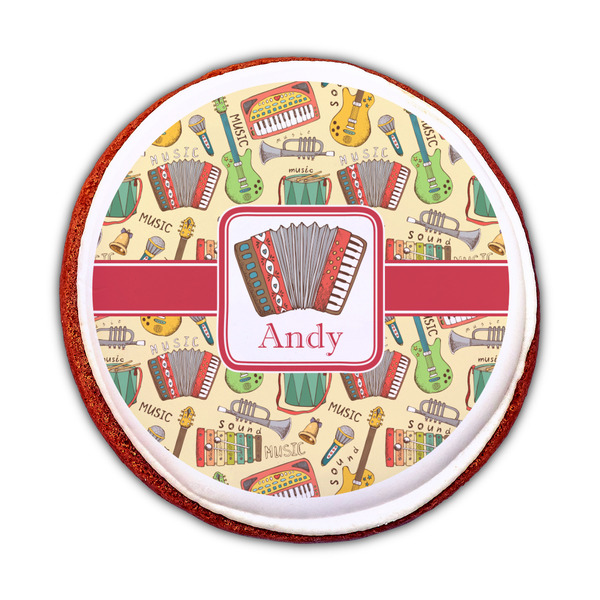 Vintage Musical Instruments Printed Icing Circle - Medium - On Cookie