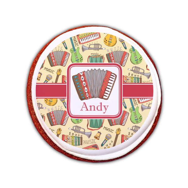 Vintage Musical Instruments Printed Icing Circle - Small - On Cookie