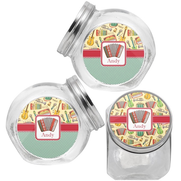 Vintage Musical Instruments Puppy Treat Jar - Top Left Right