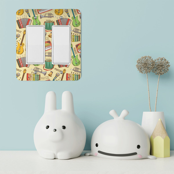 Vintage Musical Instruments Rocker Light Switch Covers - Double - IN CONTEXT