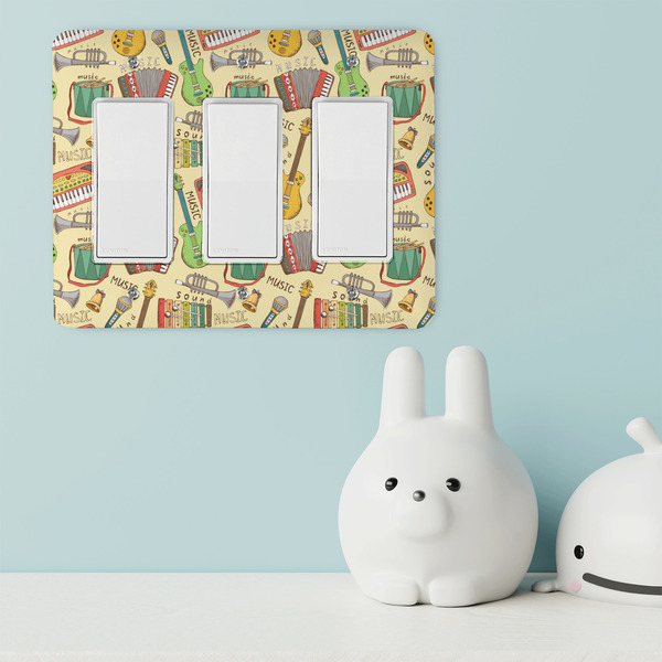 Vintage Musical Instruments Rocker Light Switch Covers - Triple - IN CONTEXT