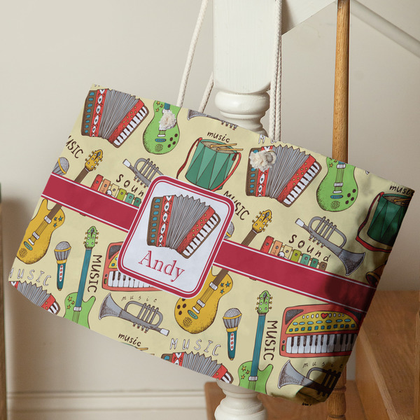 Vintage Musical Instruments Large Rope Tote - Life Style