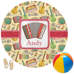 Vintage Musical Instruments Round Beach Towel (Personalized)