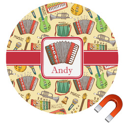 Vintage Musical Instruments Round Car Magnet - 10" (Personalized)