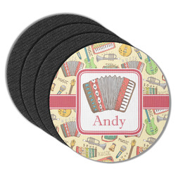 Vintage Musical Instruments Round Rubber Backed Coasters - Set of 4 (Personalized)