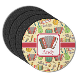 Vintage Musical Instruments Round Rubber Backed Coasters - Set of 4 (Personalized)