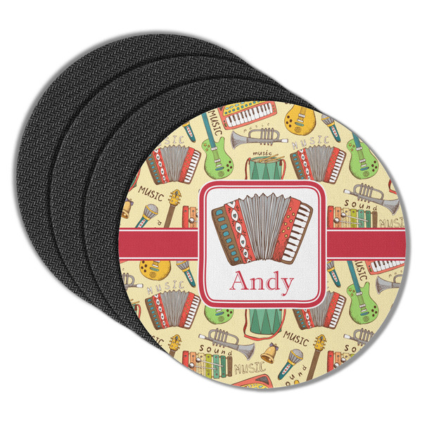 Vintage Musical Instruments Round Coaster Rubber Back - Main