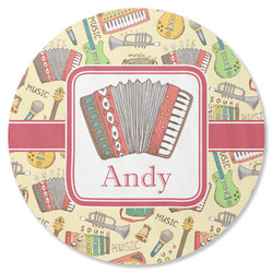 Vintage Musical Instruments Round Rubber Backed Coaster (Personalized)
