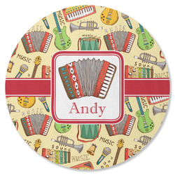 Vintage Musical Instruments Round Rubber Backed Coaster (Personalized)