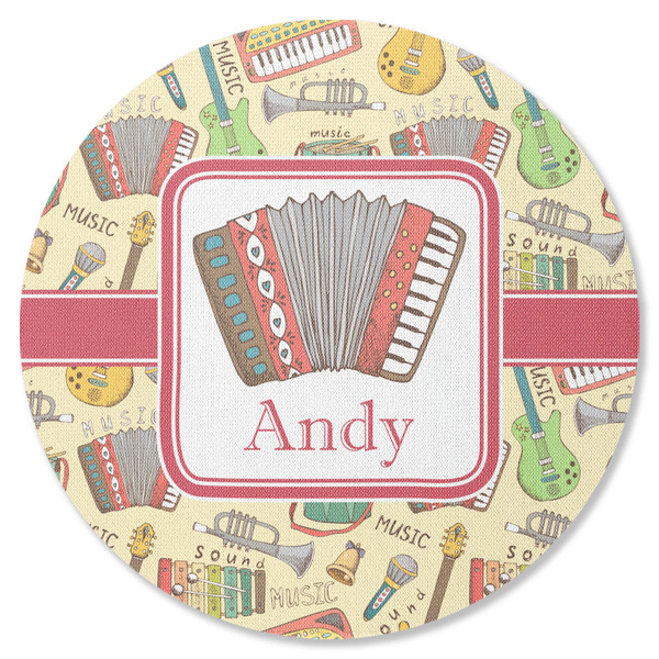Custom Vintage Musical Instruments Round Rubber Backed Coaster (Personalized)