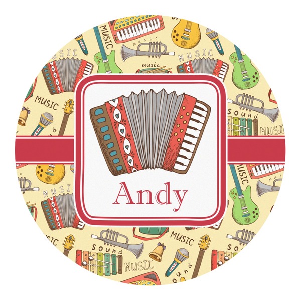 Custom Vintage Musical Instruments Round Decal - Large (Personalized)
