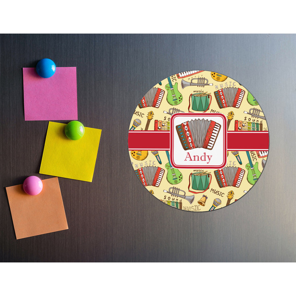 Vintage Musical Instruments Round Fridge Magnet - LIFESTYLE
