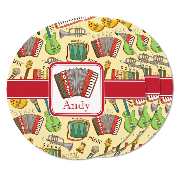 Vintage Musical Instruments Round Fridge Magnet - THREE