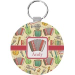 Vintage Musical Instruments Round Plastic Keychain (Personalized)