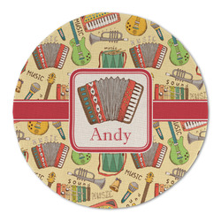 Vintage Musical Instruments Round Linen Placemat - Single Sided (Personalized)