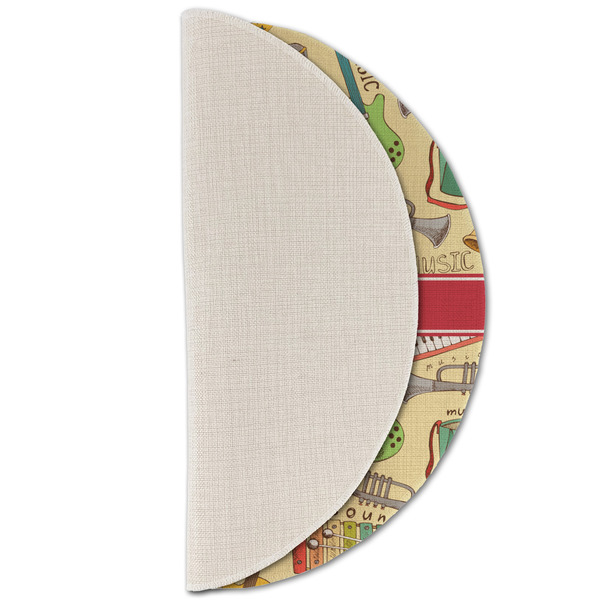 Vintage Musical Instruments Round Linen Placemats - HALF FOLDED (single sided)