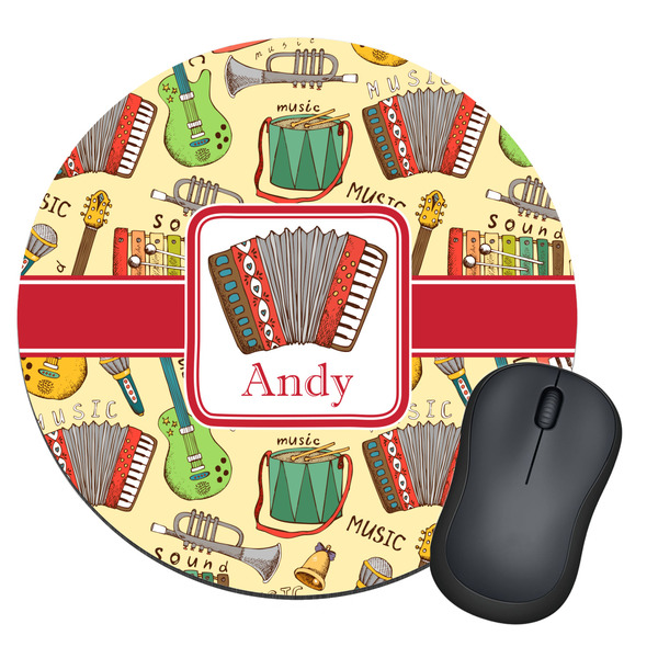 Custom Vintage Musical Instruments Round Mouse Pad (Personalized)