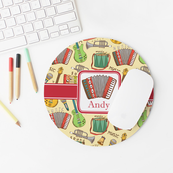 Vintage Musical Instruments Round Mousepad - LIFESTYLE 2