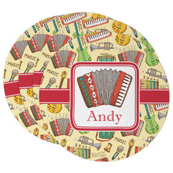 Vintage Musical Instruments Round Paper Coasters w/ Name or Text