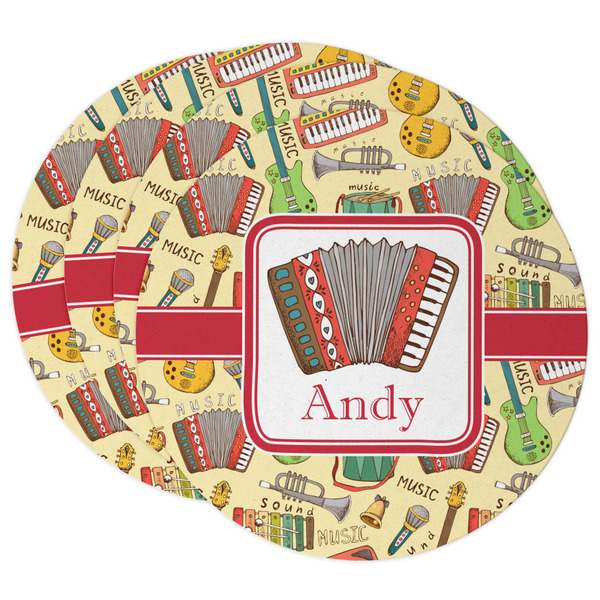 Custom Vintage Musical Instruments Round Paper Coasters w/ Name or Text