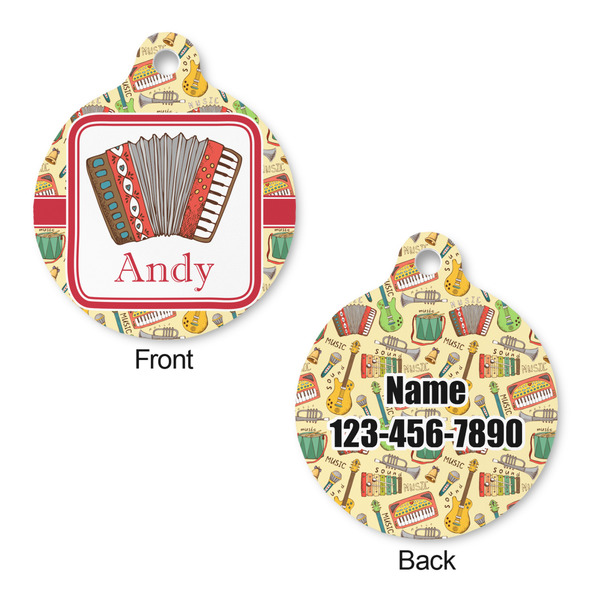 Vintage Musical Instruments Round Pet ID Tag - Large - Approval