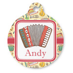 Vintage Musical Instruments Round Pet ID Tag (Personalized)