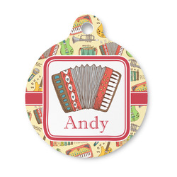 Vintage Musical Instruments Round Pet ID Tag - Small (Personalized)