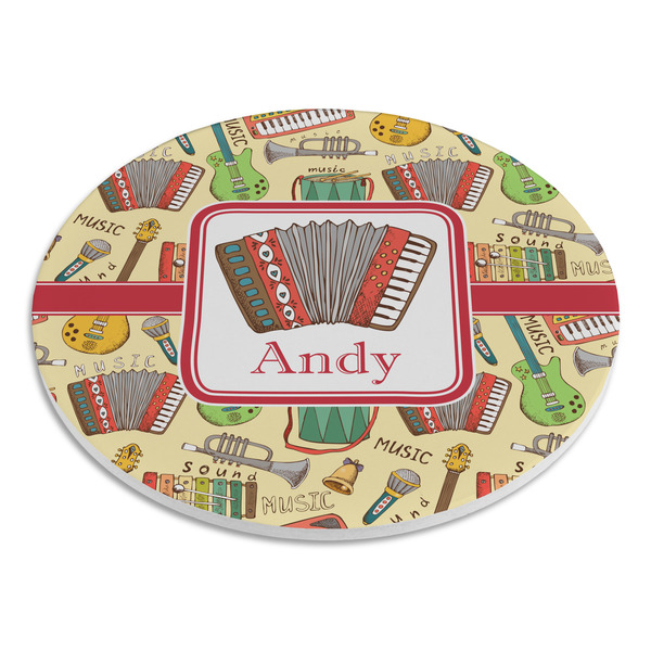 Vintage Musical Instruments Round Stone Trivet - Angle View