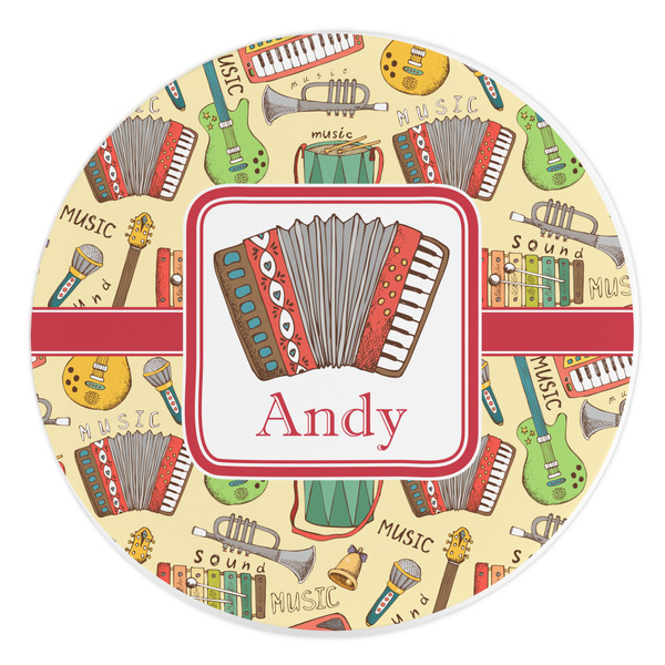 Custom Vintage Musical Instruments Round Stone Trivet (Personalized)