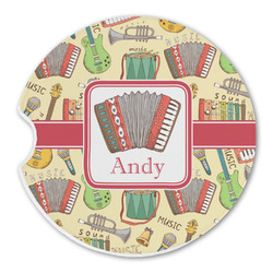 Vintage Musical Instruments Sandstone Car Coaster - Single (Personalized)